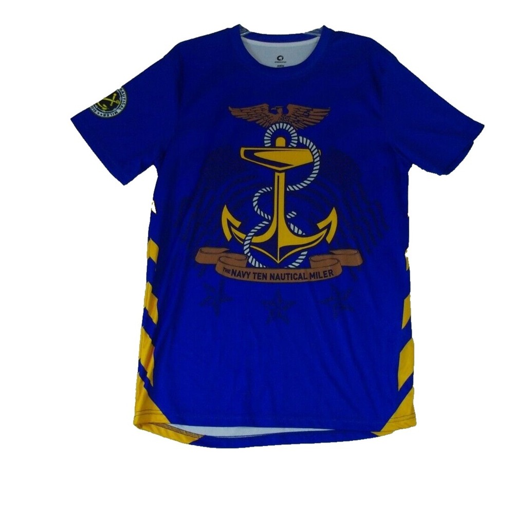 GreenLayer The Navy Ten Nautical Miler‎ Men's Active Short Sleeve Shirt Size Med